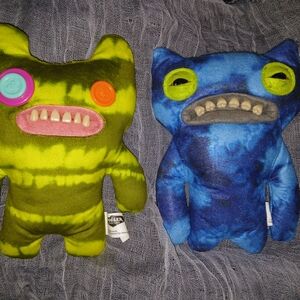 Whimsical Green and Blue Monster Plush Duo
